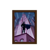 Quadro Super Heróis Geek Noturno Moldura Marrom 33x43cm