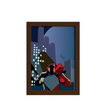 Quadro Super Heróis Geek Superman Moldura Marrom 22x32cm