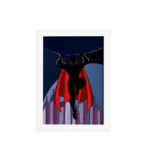 Quadro Super Heróis Geek Superman Rocha Moldura Branca 33x43