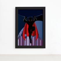 Quadro Super Heróis Geek Superman Rocha Moldura Preta 22x32