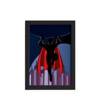 Quadro Super Heróis Geek Superman Rocha Moldura Preta 33x43 Quadro Super Heróis Geek Superman Rocha Moldura Preta 33x43