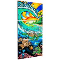 Quadro Surf Pintura fundo do Mar Decorativo Sala Quarto Kit Quadro Surf Pintura fundo do Mar Decorativo Sala Quarto Kit