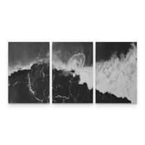 Quadro Surf Preto e Branco Onda Praia Sala Quarto