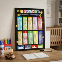 Quadro Tabuada Multiplicação para Aprender Matemática - Material Educativo Infantil com Caneta Apagável 20x26cm Quadro Tabuada Multiplicação para Aprender Matemática - Material Educativo Infantil com Caneta Apagável 20x26cm