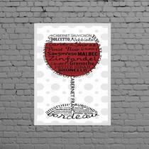 Quadro Taça De Vinho Nomes Uvas 45X34Cm