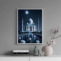 Quadro Taj Mahal - Noite Lua Cheia 33x24cm - com vidro