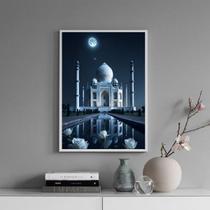 Quadro Taj Mahal - Noite Lua Cheia 45X34Cm - Com Vidro
