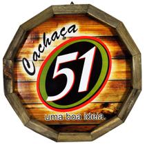 Quadro Tampa de Barril em Madeira Rústica - Cachaça 51