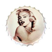 Quadro Tampa De Garrafa Metal Marilyn Monroe C/ Suporte