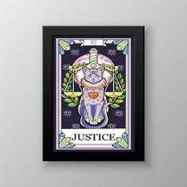Quadro Tarot Justiça Gato 45x34cm - Vidro