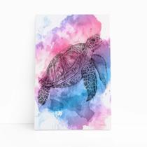 Quadro Tartaruga Aquarela Natureza Animal Canvas 60x40cm