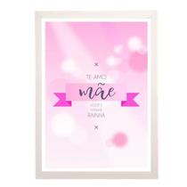 Quadro Te Amo Mãe Rainha Faixa Branca Moldura Preta 24X18Cm