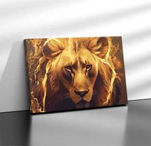 Quadro Tecido Canvas Leão De Fogo Fiery Lion Animal Rei 01
