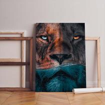 Quadro Tecido Canvas Leão Rei da Selva Colors Lion Água 02 Quadro Tecido Canvas Leão Rei da Selva Colors Lion Água 02