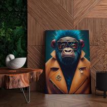 Quadro Tecido Canvas Macaco de Óculos De Sol Gangster Roupa