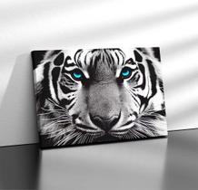 Quadro Tecido Canvas Rosto Tigre Branco Animal Predador Quadro Tecido Canvas Rosto Tigre Branco Animal Predador