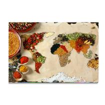 Quadro Tela Tempero Cozinha Países Restaurante Mapa 60x90