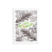 Quadro Tempero Cozinha Spices and Herbs Moldura Branca 22x32