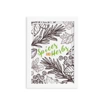 Quadro Tempero Cozinha Spices and Herbs Moldura Branca 33x43
