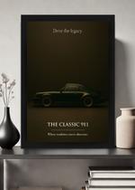 Quadro The Classic 911 com Vidro e Moldura Preta Tamanho:21cm x 30cm (A4)