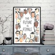 Quadro The Future Is Female 24X18Cm - Madeira Preta