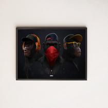 Quadro Three Wise Modern Monkeys 33x24cm - com vidro Quadro Three Wise Modern Monkeys 33x24cm - com vidro