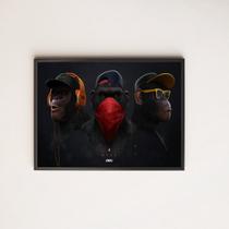 Quadro Three Wise Modern Monkeys 45x34cm - com vidro Quadro Three Wise Modern Monkeys 45x34cm - com vidro
