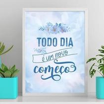 Quadro Todo Dia Um Novo Começo 24X18Cm - Com Vidro Preta