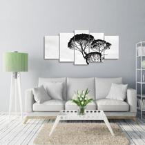 Quadro Topo de Árvores em Preto e Branco Mosaico 5 Peças