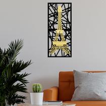 Quadro Torre Eiffel Abstrato com Detalhe em Acrílico Dourado Premium MDF 100x50cm Quadro Torre Eiffel Abstrato com Detalhe em Acrílico Dourado Premium MDF 100x50cm