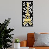 Quadro Torre Eiffel Abstrato com Detalhe em Acrílico Dourado Premium MDF 100x50cm