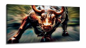 Quadro Touro de Wall Street Mosaico em Tecido Canvas 130x60 Quadro Touro de Wall Street Mosaico em Tecido Canvas 130x60