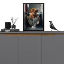 Quadro Touro Lendo Jornal No Banheiro 33X24Cm Quadro Touro Lendo Jornal No Banheiro 33X24Cm