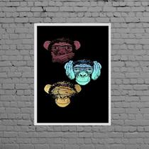 Quadro Três Macacos Sábios 24x18cm - com vidro Quadro Três Macacos Sábios 24x18cm - com vidro