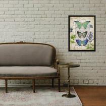 Quadro Trio Borboletas Vintage 24x18cm - com vidro