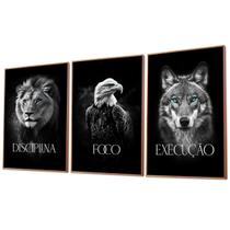 Quadro Trio Canvas Disciplina Execução Foco 129x53cm