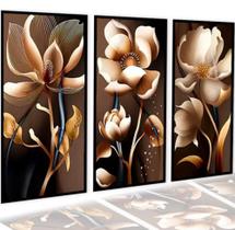 Quadro Trio Flor Tom Cobre Gold"