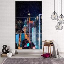 Quadro Trio Hong Kong Paisagem Noturna"