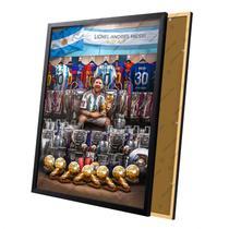 Quadro Troféus Messi Melhor do Mundo Moldura e Vidro