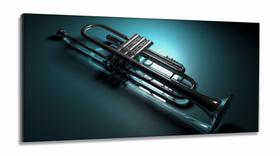 Quadro Trompete Artístico Instrumentos em Tecido Canvas 130x60 Quadro Trompete Artístico Instrumentos em Tecido Canvas 130x60