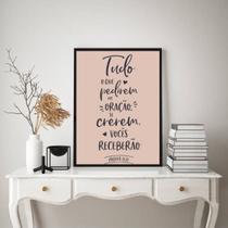 Quadro Tudo O Que Pedirem Em Oração Receberão 24x18cm - com vidro