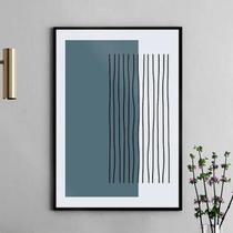 Quadro ul Petróleo Abstrato Linhas 45X34Cm - Com Vidro