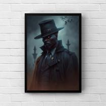 Quadro Umbanda Exu Capa Preta 33x24cm - Vidro