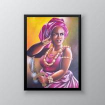 Quadro Umbanda Orixá Obá - 33x24cm - Madeira Preta