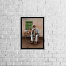 Quadro Umbanda Preto Velho 33X24Cm Moldura Preta Vidro