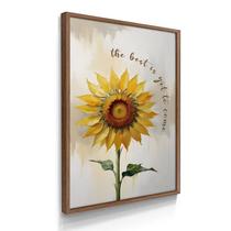 Quadro Único Floral Otimista Girassol 55x40 Com Moldura