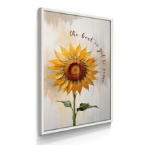 Quadro Único Floral Otimista Girassol 55x40 Com Vidros