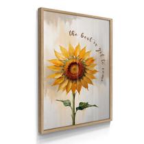 Quadro Único Floral Otimista Girassol 55x40 Com Vidros