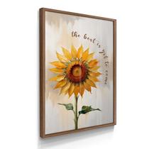 Quadro Único Floral Otimista Girassol 55x40 Com Vidros