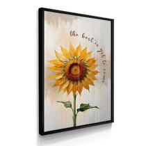 Quadro Único Floral Otimista Girassol 55x40 Com Vidros